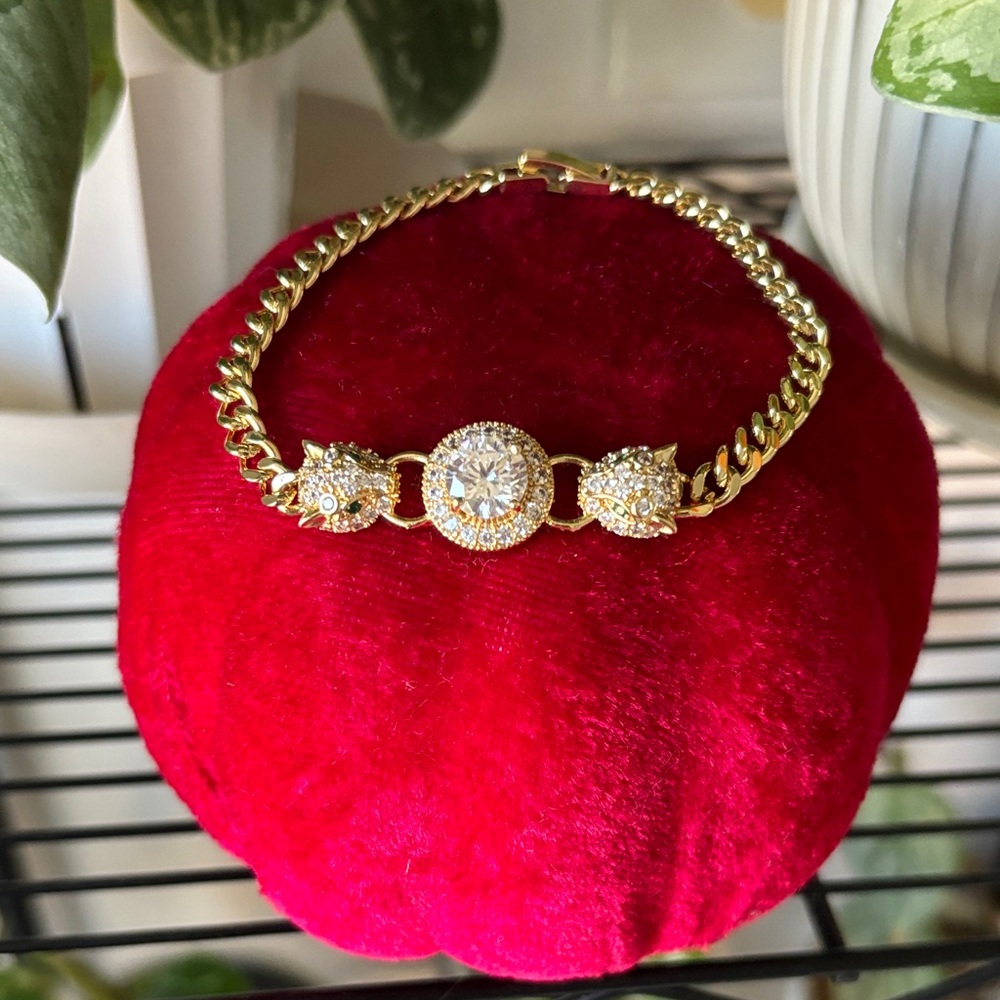 Gold Tone Women's Bracelet with Clear Crystal Accents